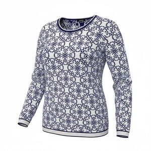 Olsen soft winter sweater w long sleeves, off-white  with attractive blue…